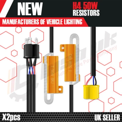 H4 LED DRL Fog Light CANBUS 50W 6Ohm Load Resistor Resistors Warning Error Free - Image 1 of 4