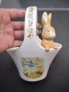 Vtg 1998 Beatrix Potter - Peter Rabbit, Ceramic Planter/Basket Teleflora, Cute - Picture 1 of 9