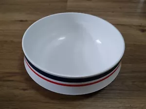 Tazón de fruta Guzzini italiano década de 1980 blanco rojo azul vintage retro - Imagen 1 de 5