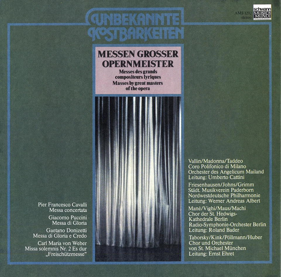 4LP CAVALLI WEBER DONIZETTI PUCCINI Masses CATTINI EHRET BADER Berlin RSO ALBERT - Image 1 of 3