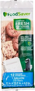 Foodsaver 1-Gallon Vacuum Zipper Bags Reusable and Resealable Multi-Ply 12 Count - Picture 1 of 7
