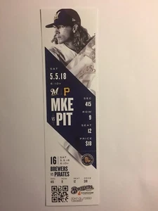 MILWAUKEE BREWERS VS PITTSBURG PIRATES 5. MAI 2018 TICKET STUB - Bild 1 von 1