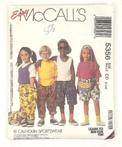 McCall's 5356 Pattern T-Shirt Tank Top Pants Shorts Headband Bag Child 2-4 Uncut - Picture 1 of 2