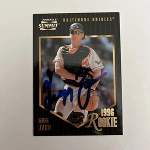 Tarjeta de béisbol firmada autografiada por Greg Zaun 1996 Pinnacle - Imagen 1 de 1