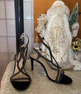 Zara Strappy Black Suede Stilettos Heels Sandals 9.5/41 - Picture 1 of 11