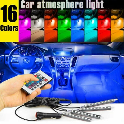 🔥4PC LED Car Interior Accessories Floor Decorative Atmosphere Strip Lamp Lights - Image 1 of 4