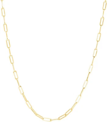 Floreo 18k Yellow Gold or White Gold 1.5mm Solid Paperclip Chain Necklace - Image 1 of 4