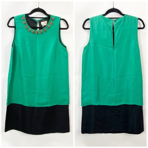 Mini abito donna Kate Spade Rosita nuovo con etichetta senza maniche strass bicolore taglia 10