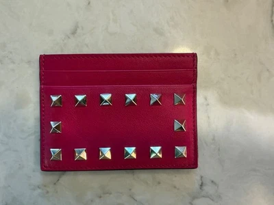 Porta-Cartões VALENTINO GARAVANI Rockstud Couro Rosa NOVO - Imagem 1 de 4