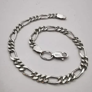 925 Sterling Silver Figaro Chain Bracelet Italy Men Women Unisex Lobster Clasp 8 - Picture 1 of 8
