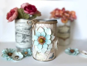 Upcycling Art Decoupage Blechdosen - Unikat Deko - Boho Chic - French Country - Bild 1 von 4