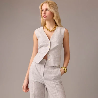 J.CREW COLLECTION NWT $178 Suit Vest Jacket Top in Italian Linen Lurex Size 16 - Image 1 of 4