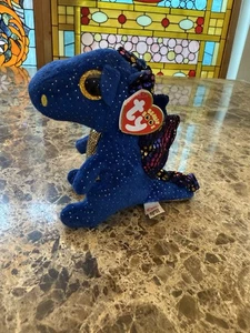 Ty Beanie Boos SAFFIRE Blue Dragon 6” Plush Stuffed Animal Toy w/ Tags - Picture 1 of 13