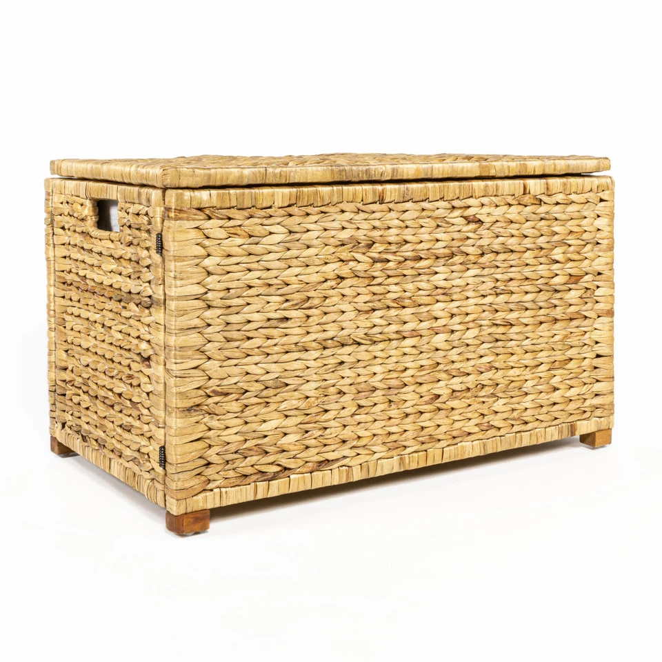 HPM9005A Anada Wicker Weave 30" Storage Trunk Wooden Frame/Water Hyacinth F...