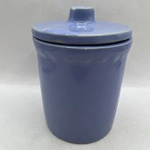 Vintage Light Blue Small 4" Stoneware Cheese Crock With Lid - Picture 1 of 11
