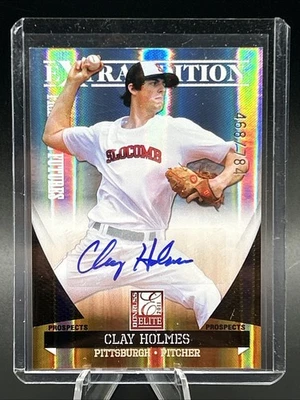 2011 DONRUSS ELITE EXTRA EDITION CLAY HOLMES #'d /784 PROSPECT AUTO #56 N Y METS - Image 1 of 2