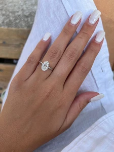 2.00 Ct Oval Cut Lab Grown Diamond Proposal Ring 14K Solid White Gold Size7 - Picture 1 of 7
