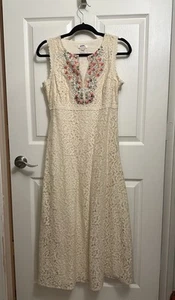 Sundance Ivory Lace Maxi Dress Size 4 Boho Embroidered Sleeveless - Picture 1 of 18