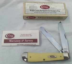 Vintage 2007 Case Trapper Yellow 2 Blade Pocket Knife w/  Box & Papers # 00161 - Picture 1 of 15