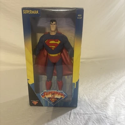 SUPERMAN, boneco de ação totalmente posável, 12" de altura, novo na caixa, 1998, Warner Bros. - Imagem 1 de 4