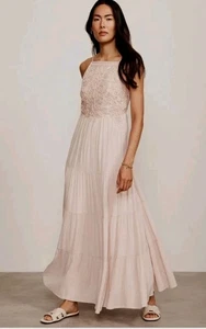 MINT VELVET 8 Blush Embroidered Halter Teired Maxi Dress Rrp. £139 - Picture 1 of 23