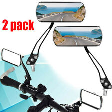 Pair 2 Bicycle Bike Cycling Handlebar Rear View Rearview Mirror Rectangle Back