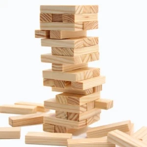 60Stück Stapelspiel Wackelturm Reisespiel Stapelturm Kinder Holz Bausteine 20 Cm - Bild 1 von 9