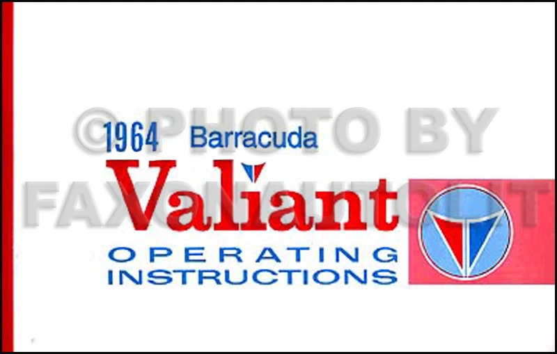 1964 Plymouth Valiant E barracuda Proprietari Manuale 64 Istruzioni Libro - Immagine 1 di 1