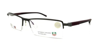 NUEVO MARCO DE GAFAS TAG HEUER 1H0821 006 NEGRO BORGOÑA AUTÉNTICO 56-18-142 Foto 1 de 4