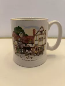 Crema de taza Lord Nelson Pottery England Old Coach House Woolhampton con borde dorado - Imagen 1 de 6