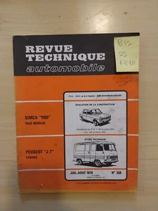 Revue Technique Peugeot J7 1.5 1.6 1.8 essence 1965 1976 Rta Evolutio Simca 1100 - Imagen 1 de 11