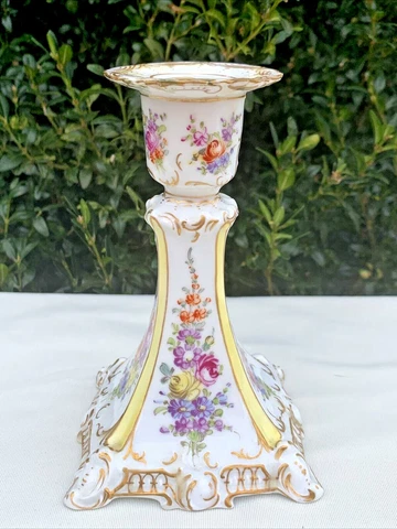 Vintage DRESDEN Gold Rose Mark FRANZISKA HIRSCH Candelabra Candle Stick ❤️sj10m3 Cover