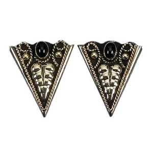NUEVO Grabado Alemán Plata Cuello Puntas con Ónix VAQUERO CBK - Imagen 1 de 1