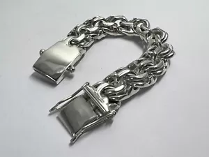 Bracciale Catena Garibaldi Argento Sterling 925 Pesante Taxco Messicano. 7", 193 grammi - Foto 1 di 16