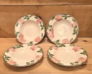 4 Franciscan Desert Rose Flat Rimmed Soup Bowls with Round England Back Stamp. - Picture 1 of 7