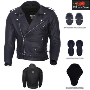 Chaqueta de Cuero de Vaca Para Hombre Motocicleta Brando De Colección Clásica Chaqueta de Motocicleta - Imagen 1 de 9
