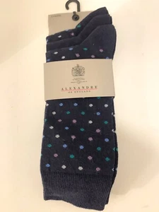 NEW Alexandre of England Men's Navy Polka Dot Dress SOCKS BNWTAGS - Bild 1 von 4