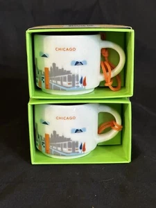 2er Set! Starbucks Chicago Illinois Ornament You Are Here Espresso 2oz. Tassen - Bild 1 von 4