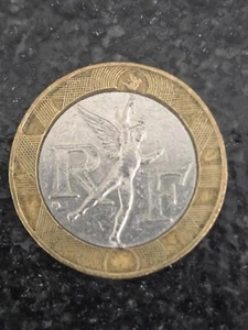 Vintage 1989 Liberte Egalite Fraternite 10 F Silver and Gold Coin - Picture 1 of 2