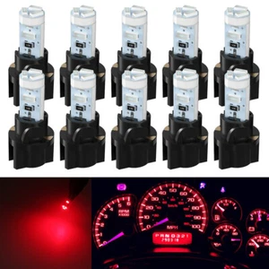 10X T5 2721 Red Instrument Panel Cluster LED Dash Light Bulbs W/ Twist Socket - Picture 1 of 10