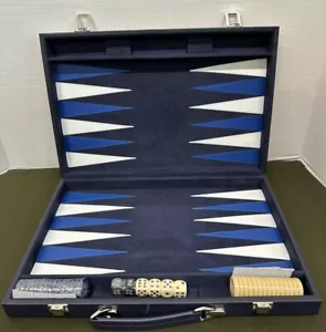 Mark & Graham~Backgammon Set~Blue~New - Picture 1 of 6