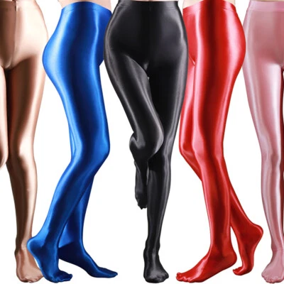 PLUS SIZE Women Shiny Wet Look Tights Satin Glossy Stockings Pantyhose Dancewear - Image 1 of 4