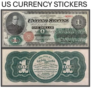 Billete de $1 dólar 1862 de curso legal (pegatinas moneda estadounidense) (Lote de 1) - Imagen 1 de 6