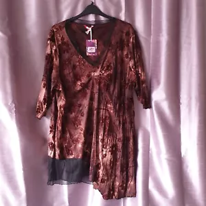 Stunning Joe Browns brown shades velvet devore top BNWT plus size 32 - Picture 1 of 5
