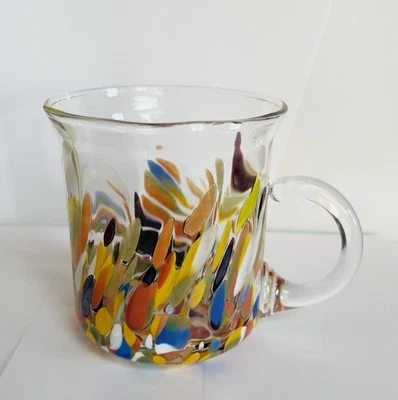 NEW Murano Multicolor Confetti Studio Art Glass Mug Hand Blown Made in Italy - Image 1 of 4