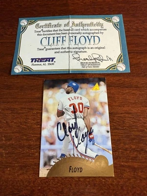 1995 Pinnacle #8 Cliff Floyd Autograph Card - Image 1 of 2
