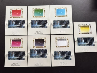 Tarjeta South Africa Ciskei MaxiSilk FDC + Hoja Halley's Comet #89 + 7 Colores + 7 Tarjetas Foto 1 de 2