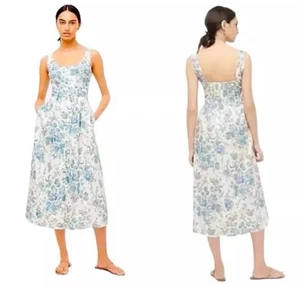 J Crew English Garden Floral Print Button Front Midi Cottagecore Dress 10 - Picture 1 of 14