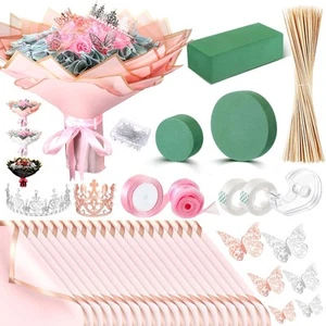 Graduation Money Bouquet Kit 20 Sheet Flower Wrapping Paper 100 Pcs Bamboo Sk... - Picture 1 of 7