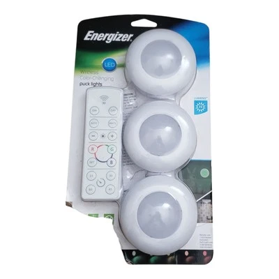 ENERGIZER Wireless COLOR-CHANGING Puck Lights 3 Pack W/ REMOTE, Dimmer AND Timer - Image 1 of 2